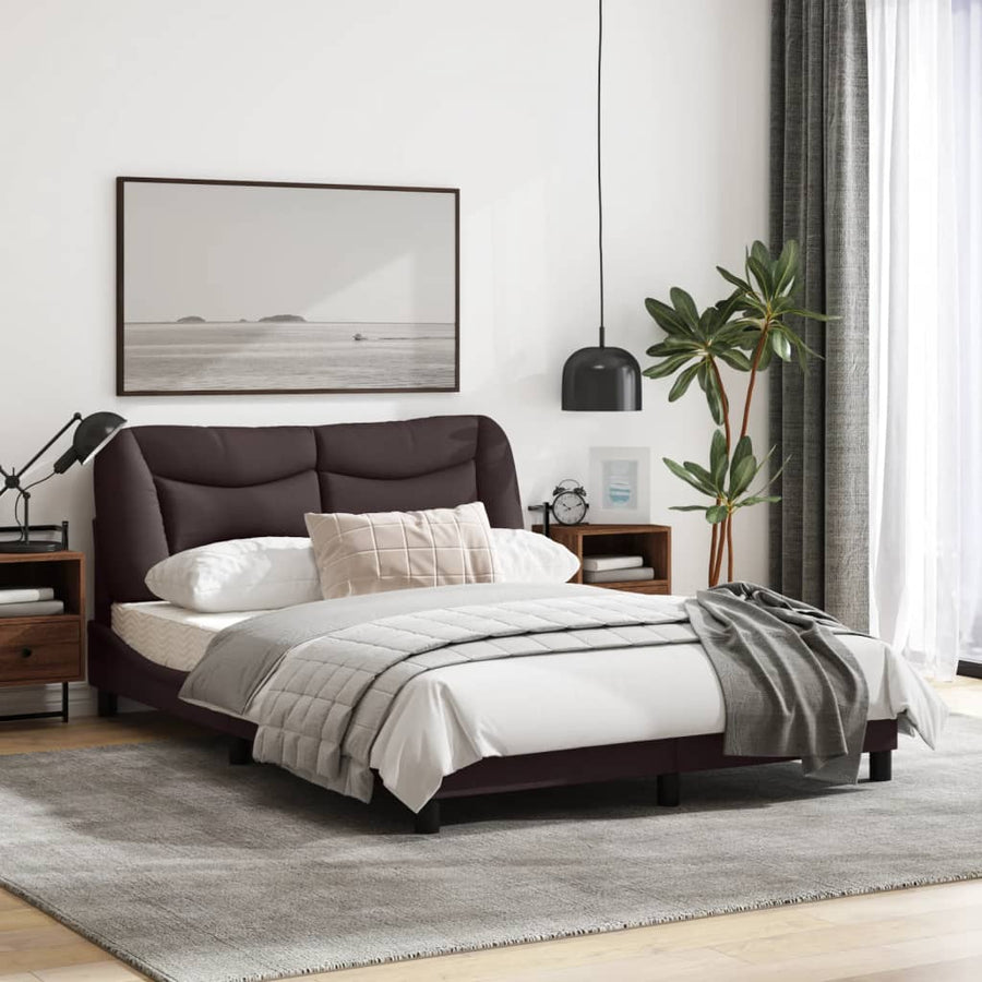 Bedframe Met Hoofdbord Stof Donkerblauw 140X190 Cm