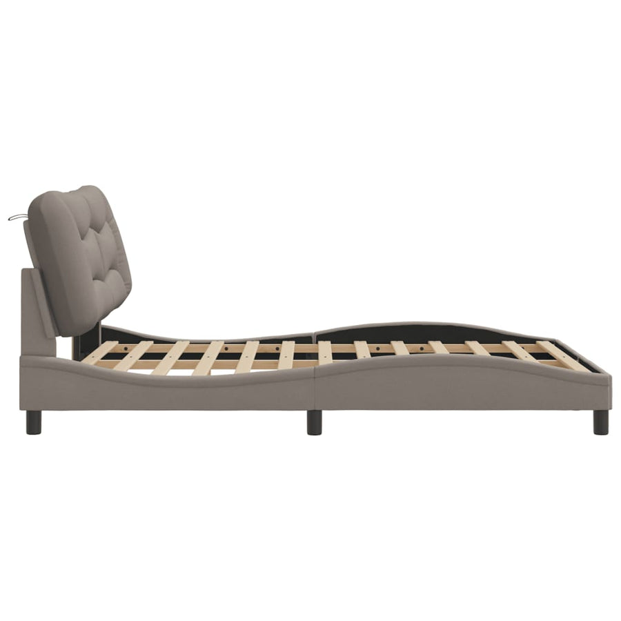 Bedframe Met Hoofdbord Stof Taupe 140X190 Cm
