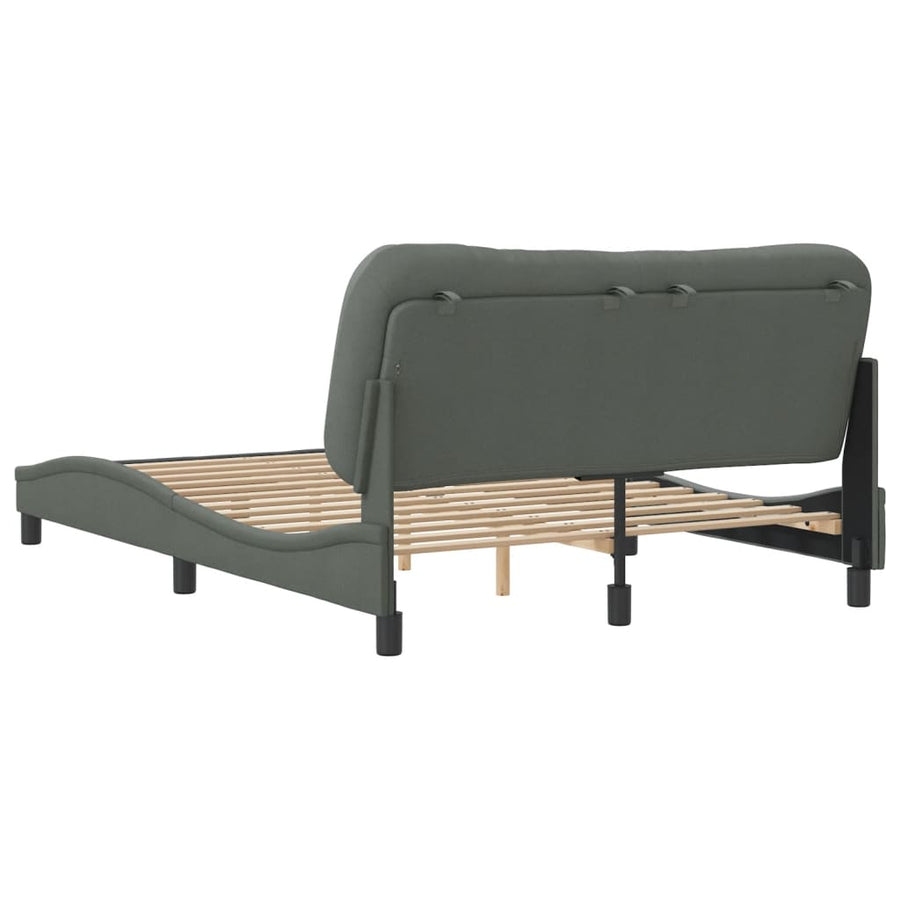 Bedframe Met Hoofdbord Stof Donkergrijs 140X200 Cm