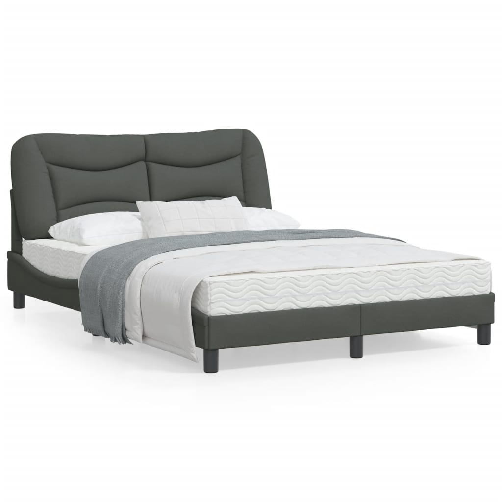 Bedframe Met Hoofdbord Stof Donkergrijs 140X200 Cm