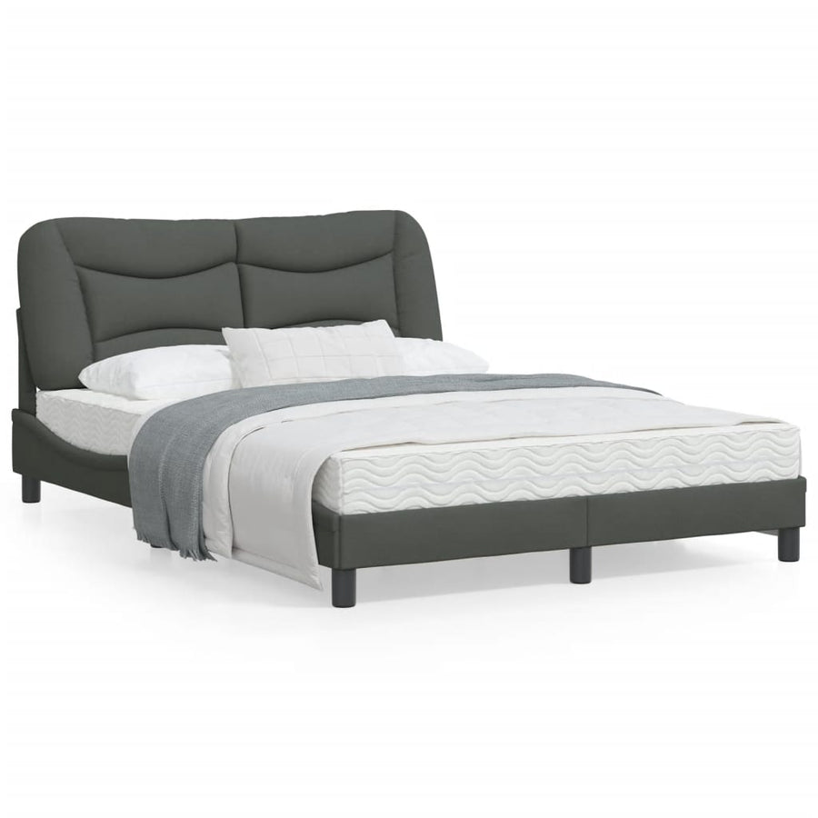 Bedframe Met Hoofdbord Stof Donkergrijs 140X200 Cm