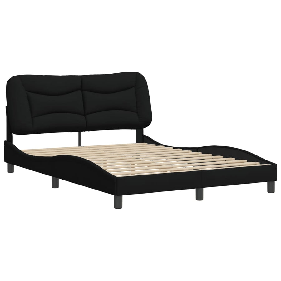 Bedframe Met Hoofdbord Stof Zwart 140X200 Cm