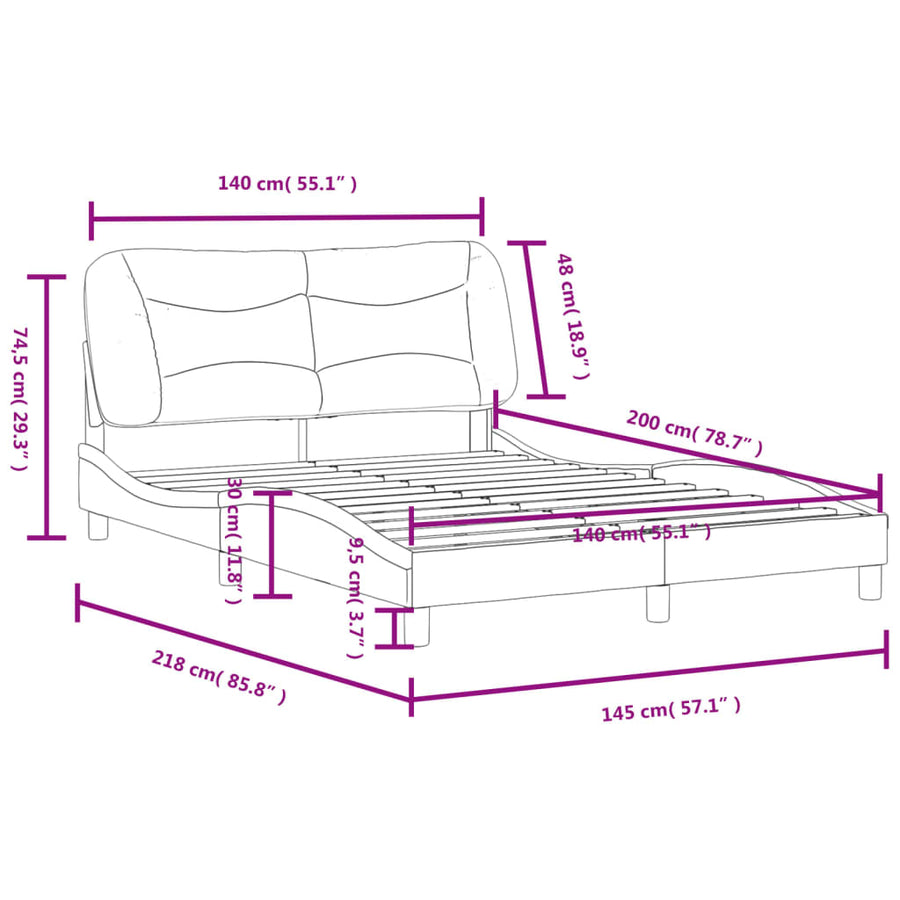 Bedframe Met Hoofdbord Stof Donkerbruin 140X200 Cm