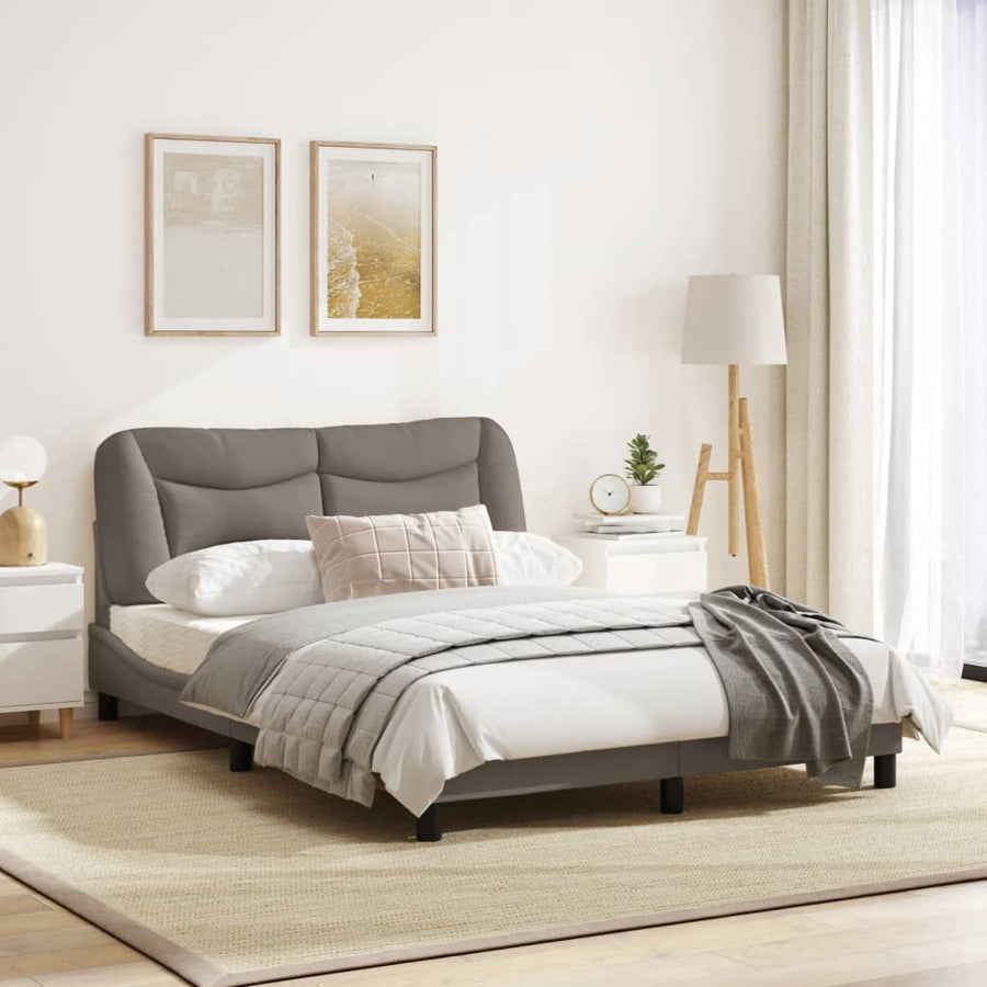 Bedframe Met Hoofdbord Stof Taupe 140X200 Cm