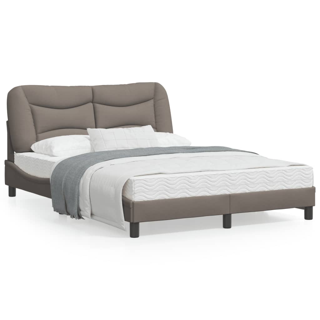 Bedframe Met Hoofdbord Stof Taupe 140X200 Cm