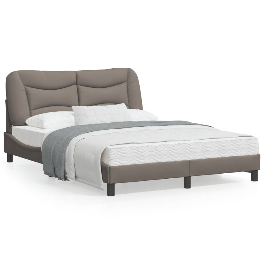 Bedframe Met Hoofdbord Stof Taupe 140X200 Cm