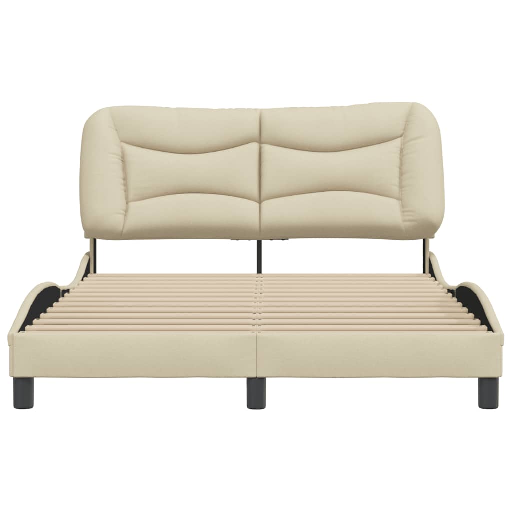 Bedframe Met Hoofdbord Stof Crèmekleurig 140X200 Cm