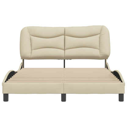 Bedframe Met Hoofdbord Stof Crèmekleurig 140X200 Cm