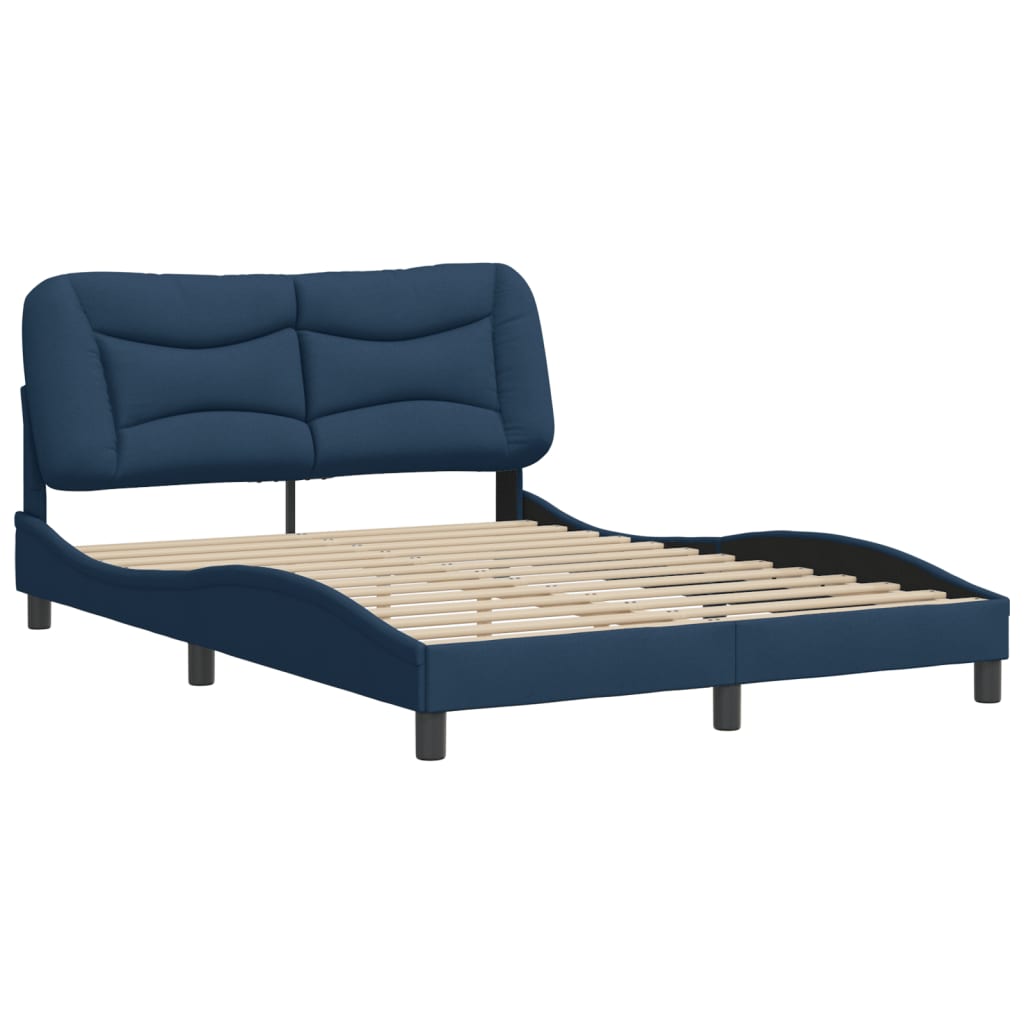 Bedframe Met Hoofdbord Stof Blauw 140X200 Cm