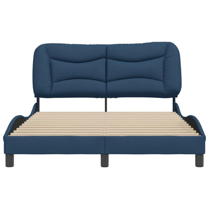 Bedframe Met Hoofdbord Stof Blauw 140X200 Cm