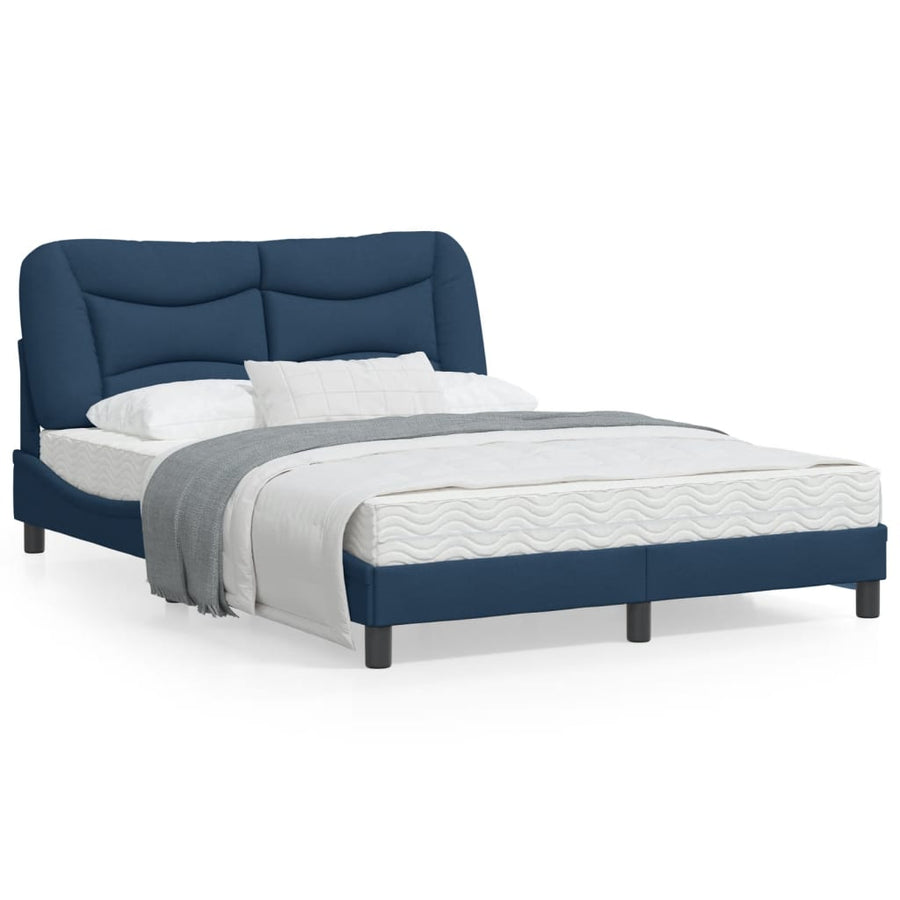 Bedframe Met Hoofdbord Stof Blauw 140X200 Cm