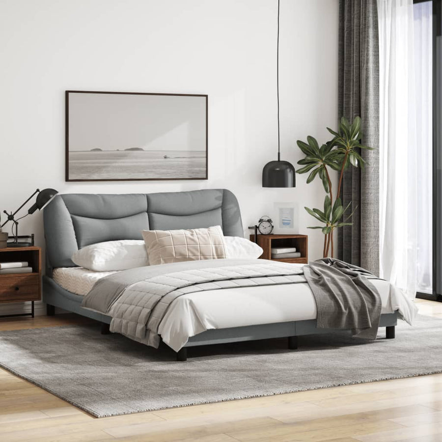 Bedframe Met Hoofdbord Stof Lichtgrijs 160X200 Cm