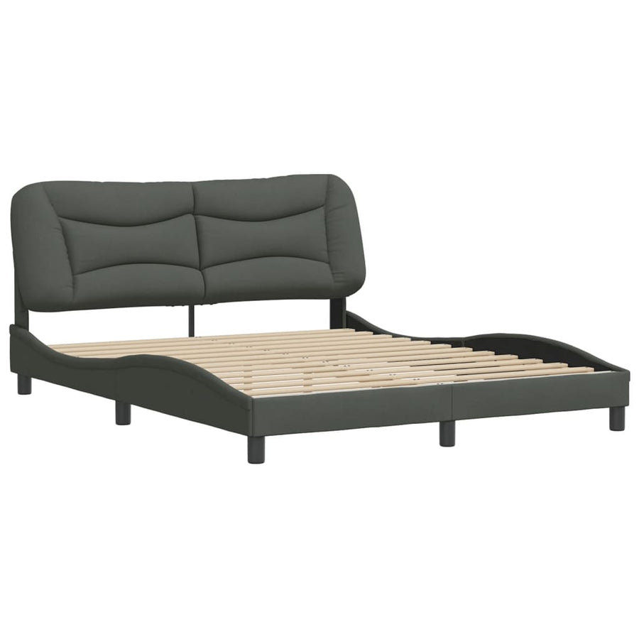 Bedframe Met Hoofdbord Stof Donkergrijs 160X200 Cm