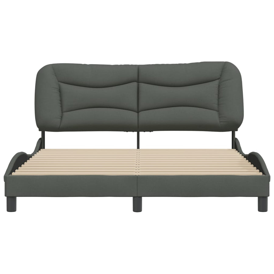 Bedframe Met Hoofdbord Stof Donkergrijs 160X200 Cm