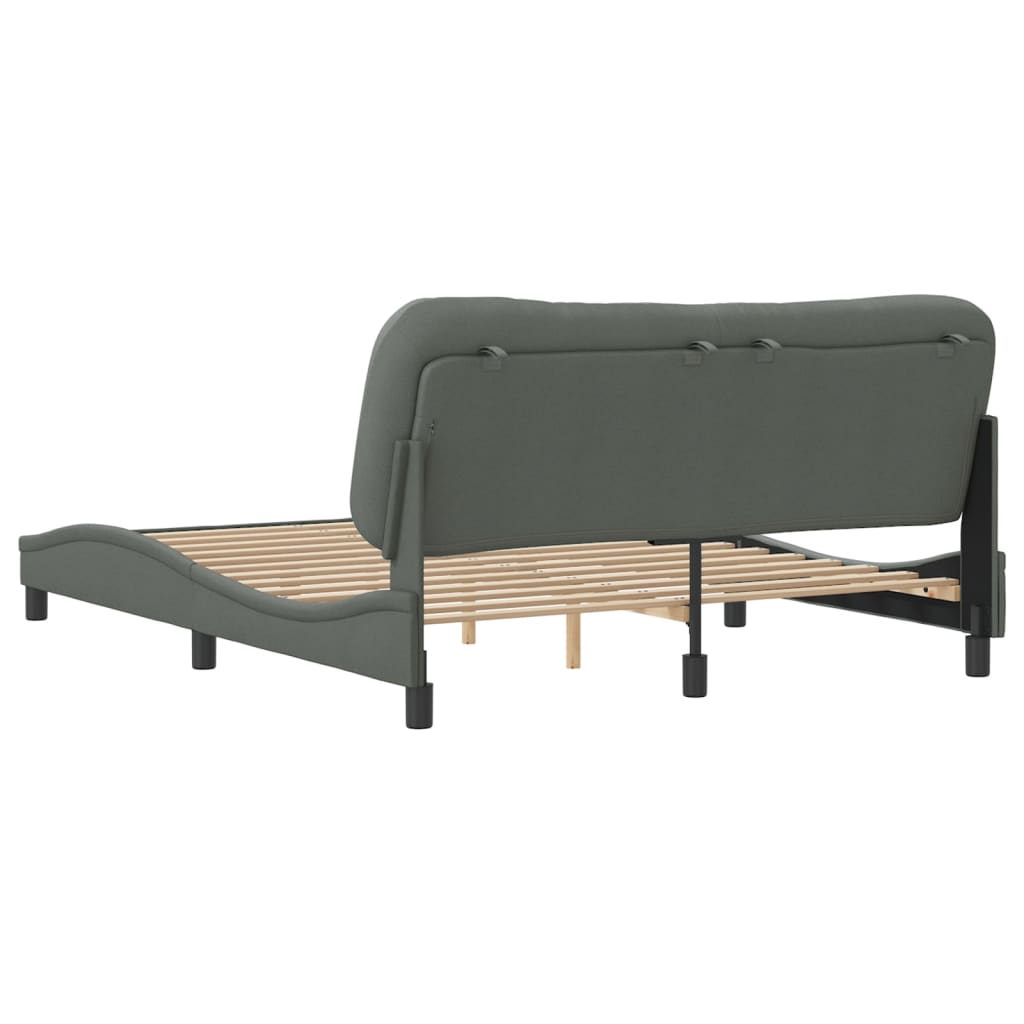 Bedframe Met Hoofdbord Stof Donkergrijs 160X200 Cm