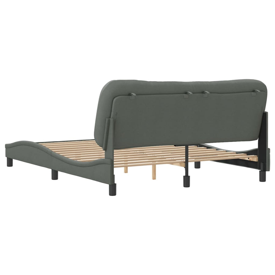 Bedframe Met Hoofdbord Stof Donkergrijs 160X200 Cm