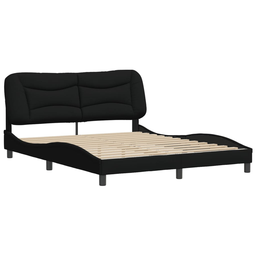 Bedframe Met Hoofdbord Stof Zwart 160X200 Cm
