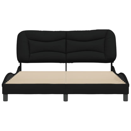 Bedframe Met Hoofdbord Stof Zwart 160X200 Cm