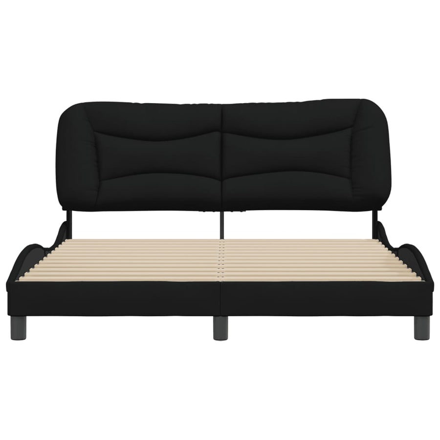 Bedframe Met Hoofdbord Stof Zwart 160X200 Cm