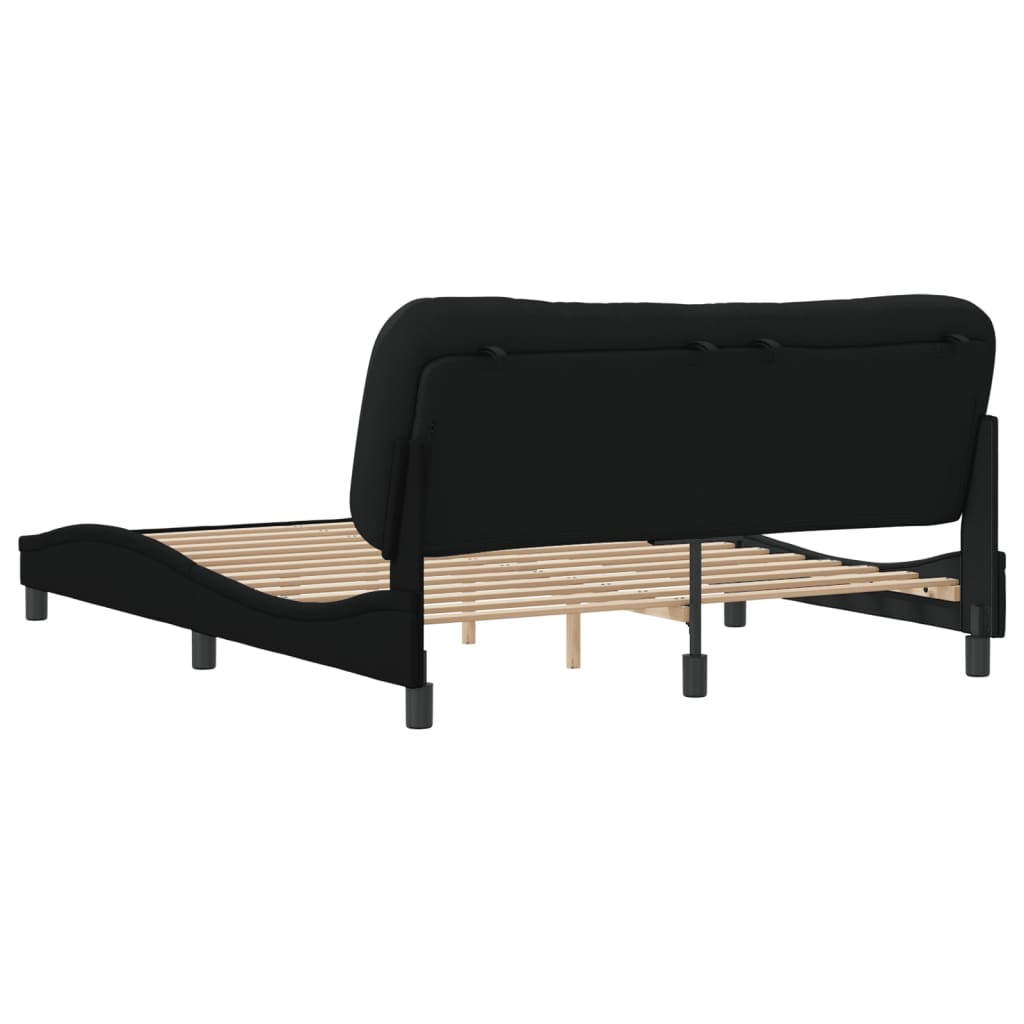 Bedframe Met Hoofdbord Stof Zwart 160X200 Cm