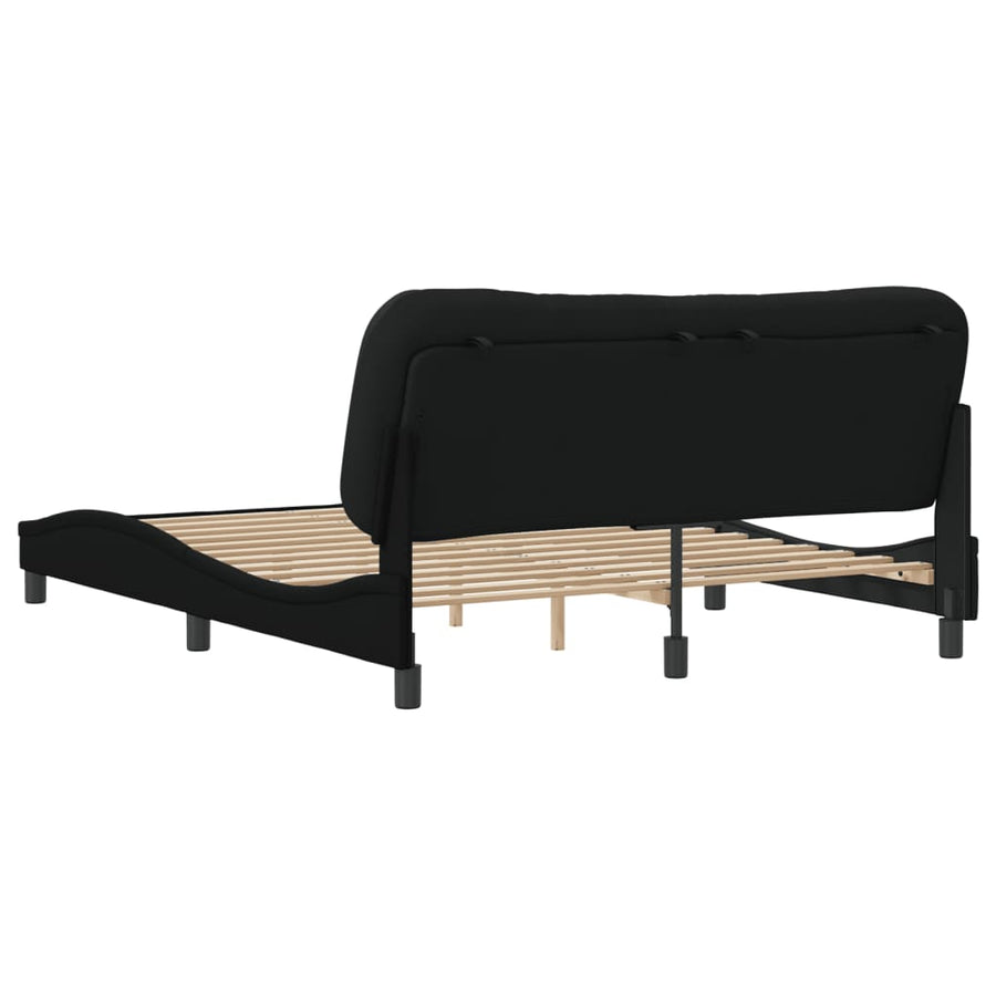 Bedframe Met Hoofdbord Stof Zwart 160X200 Cm