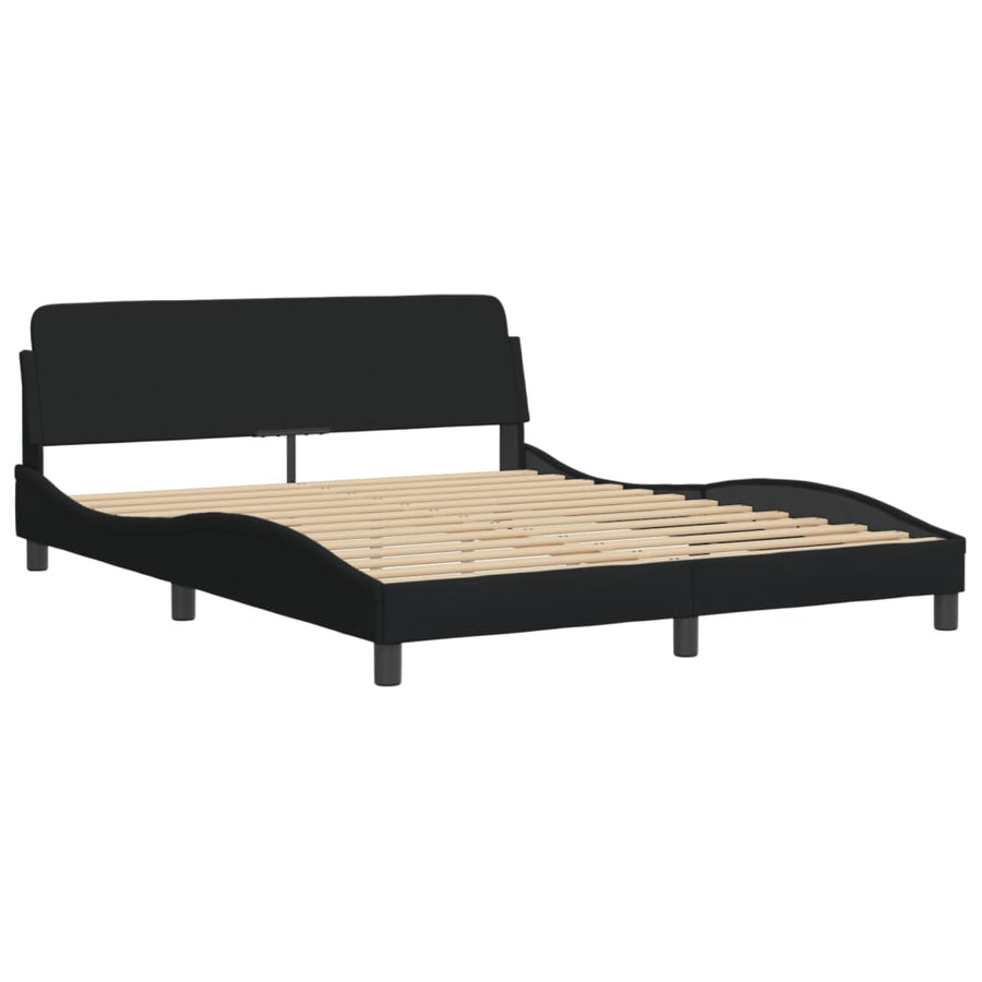 Bedframe Met Hoofdbord Stof Zwart 160X200 Cm