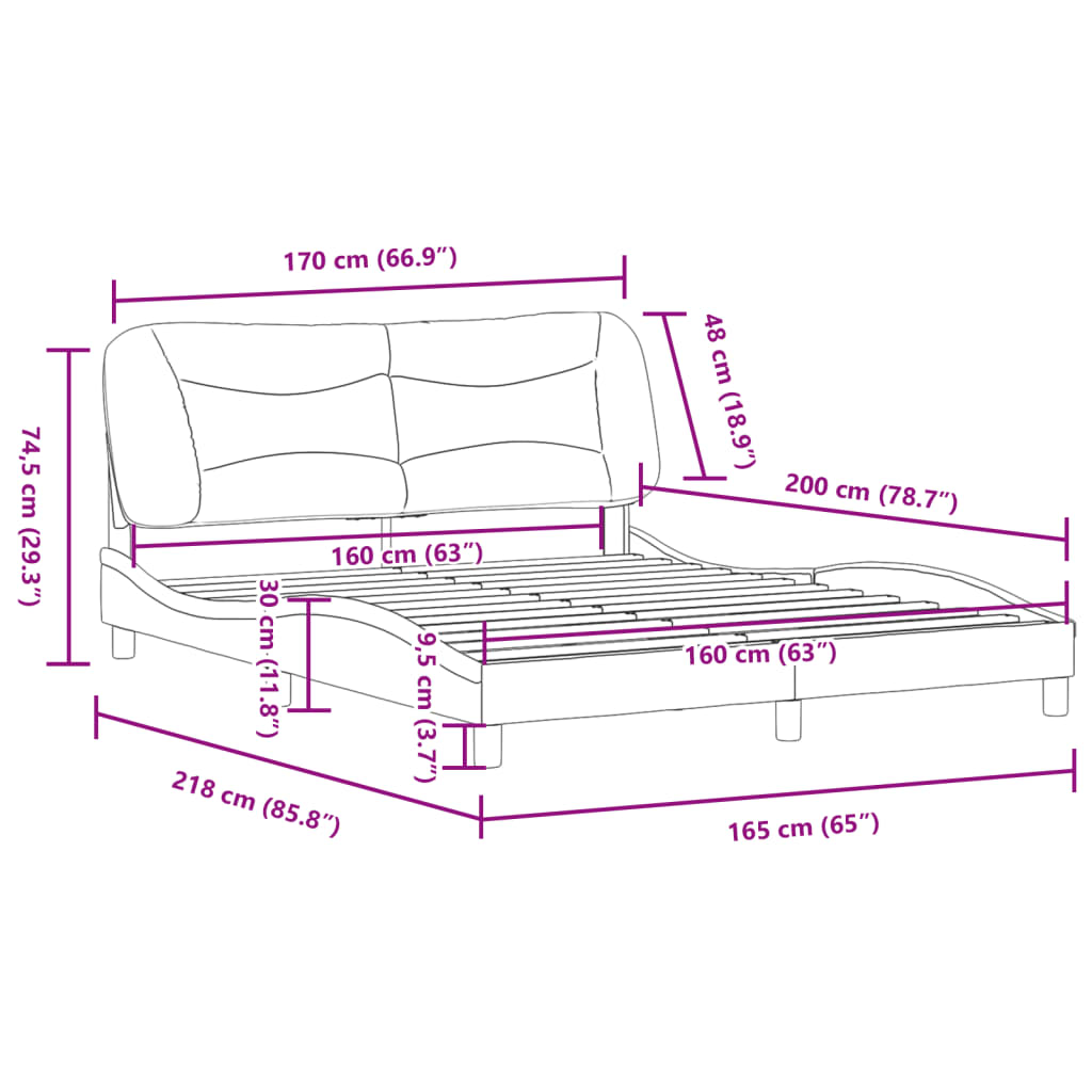 Bedframe zonder matras "Hvar" stof donkerbruin 160x200 cm