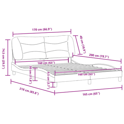 Bedframe zonder matras "Hvar" stof donkerbruin 160x200 cm