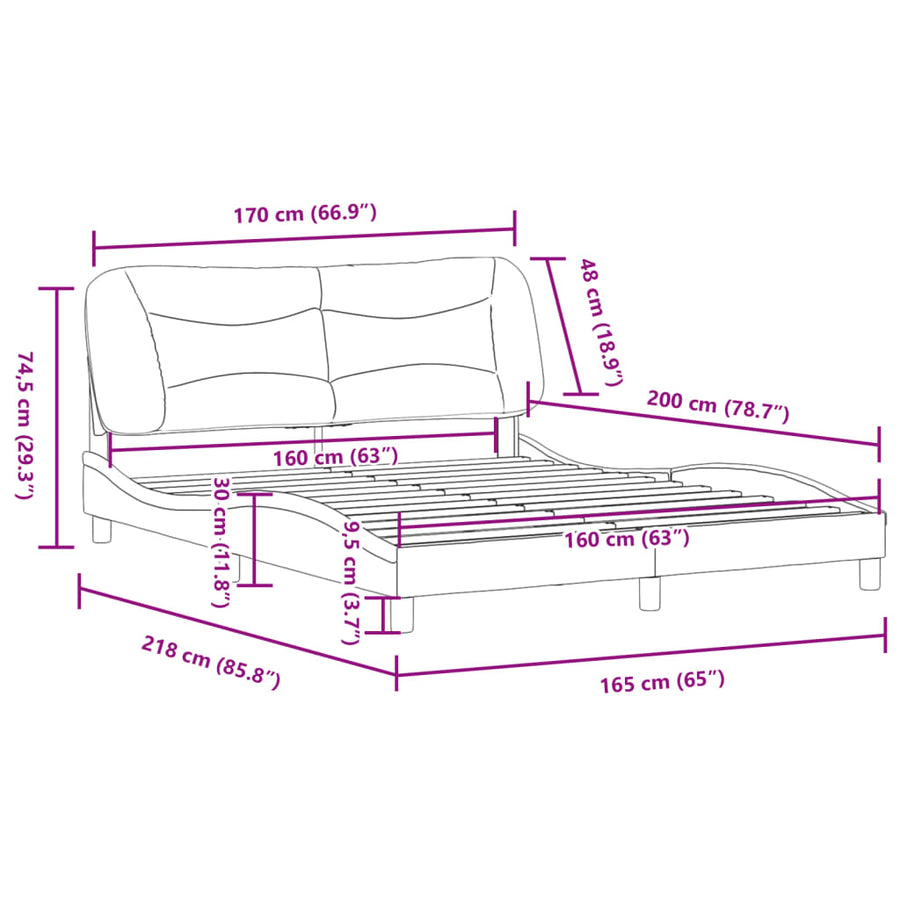Bedframe zonder matras "Hvar" stof donkerbruin 160x200 cm
