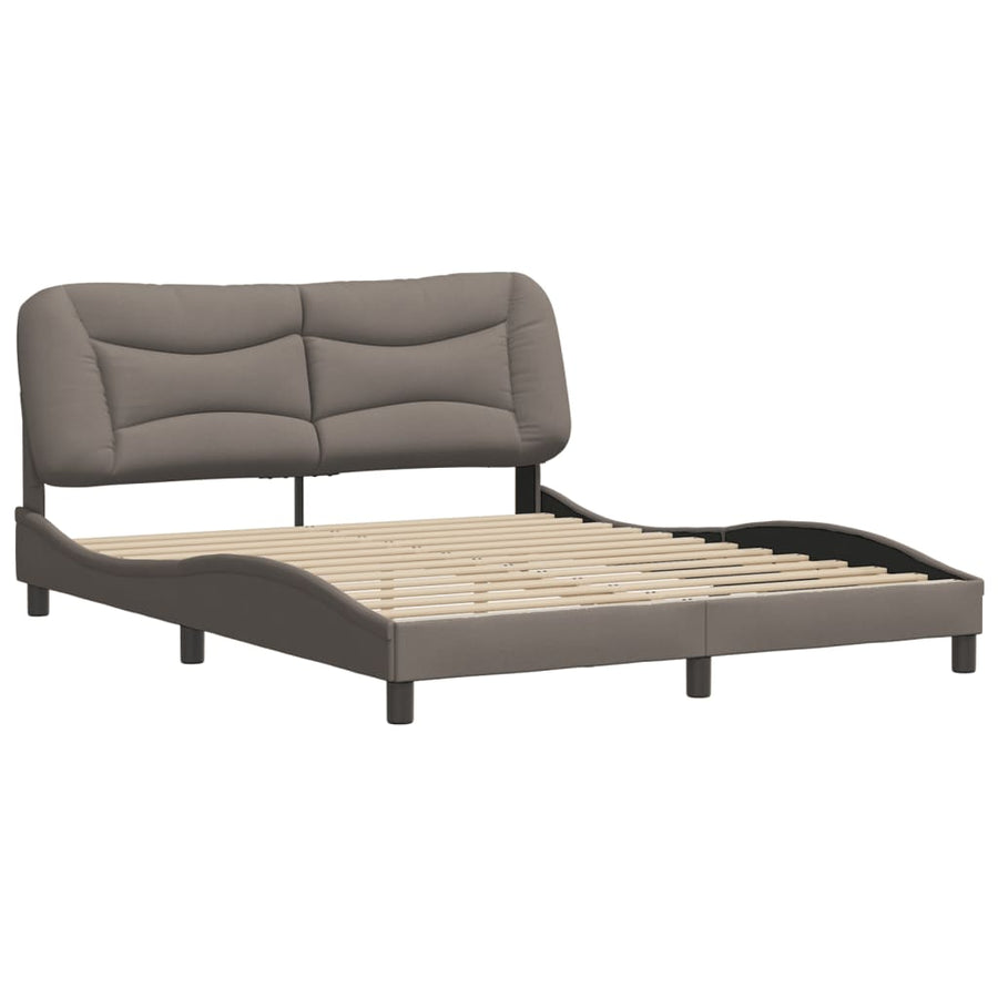 Bedframe Met Hoofdbord Stof Taupe 160X200 Cm