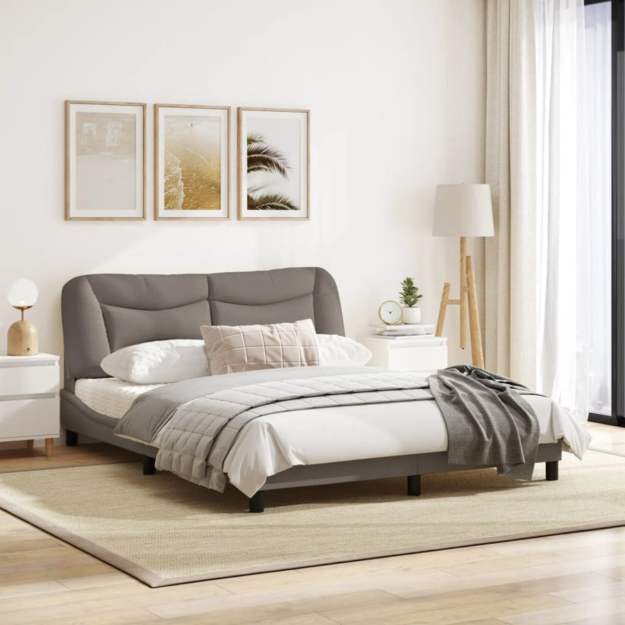 Bedframe Met Hoofdbord Stof Taupe 160X200 Cm