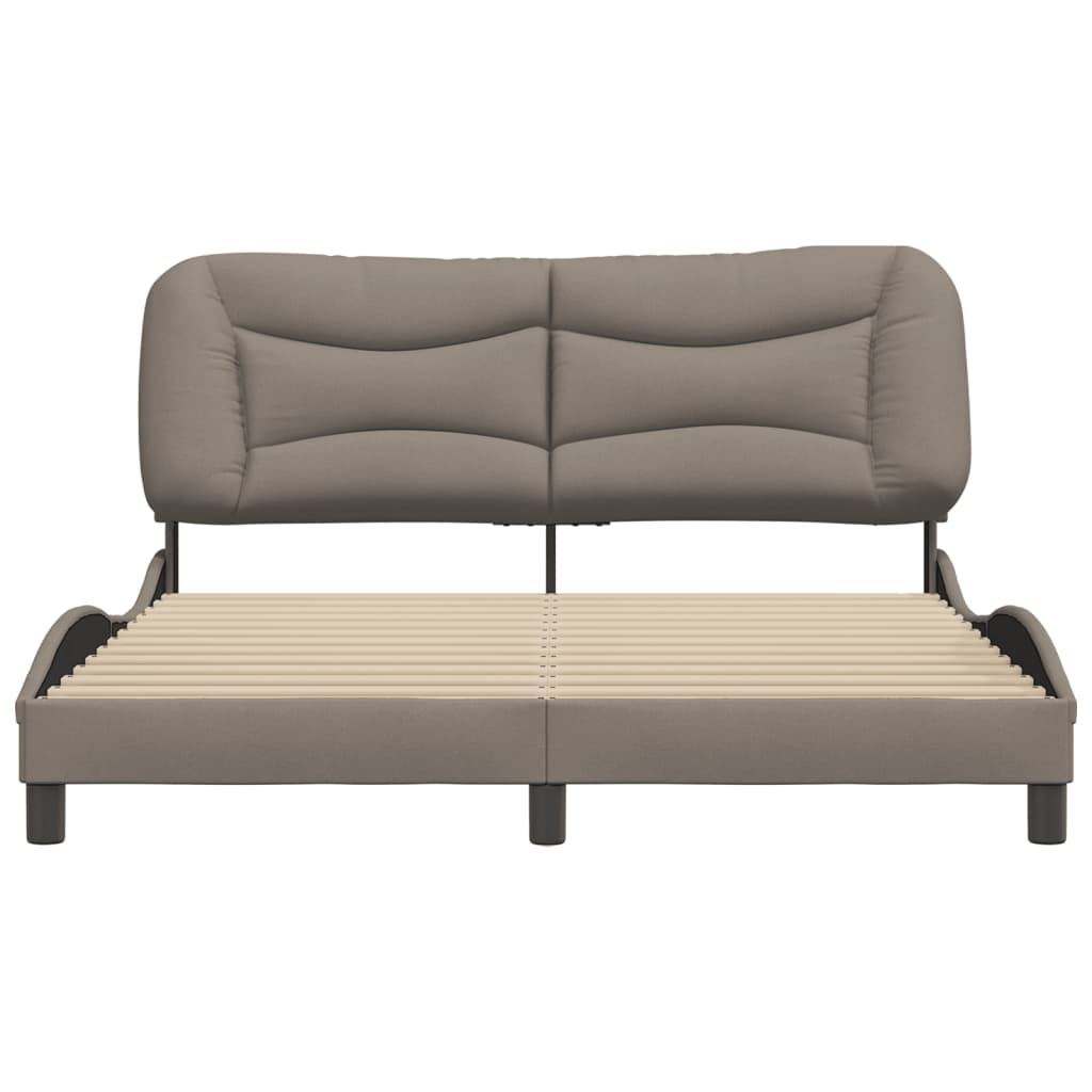 Bedframe Met Hoofdbord Stof Taupe 160X200 Cm