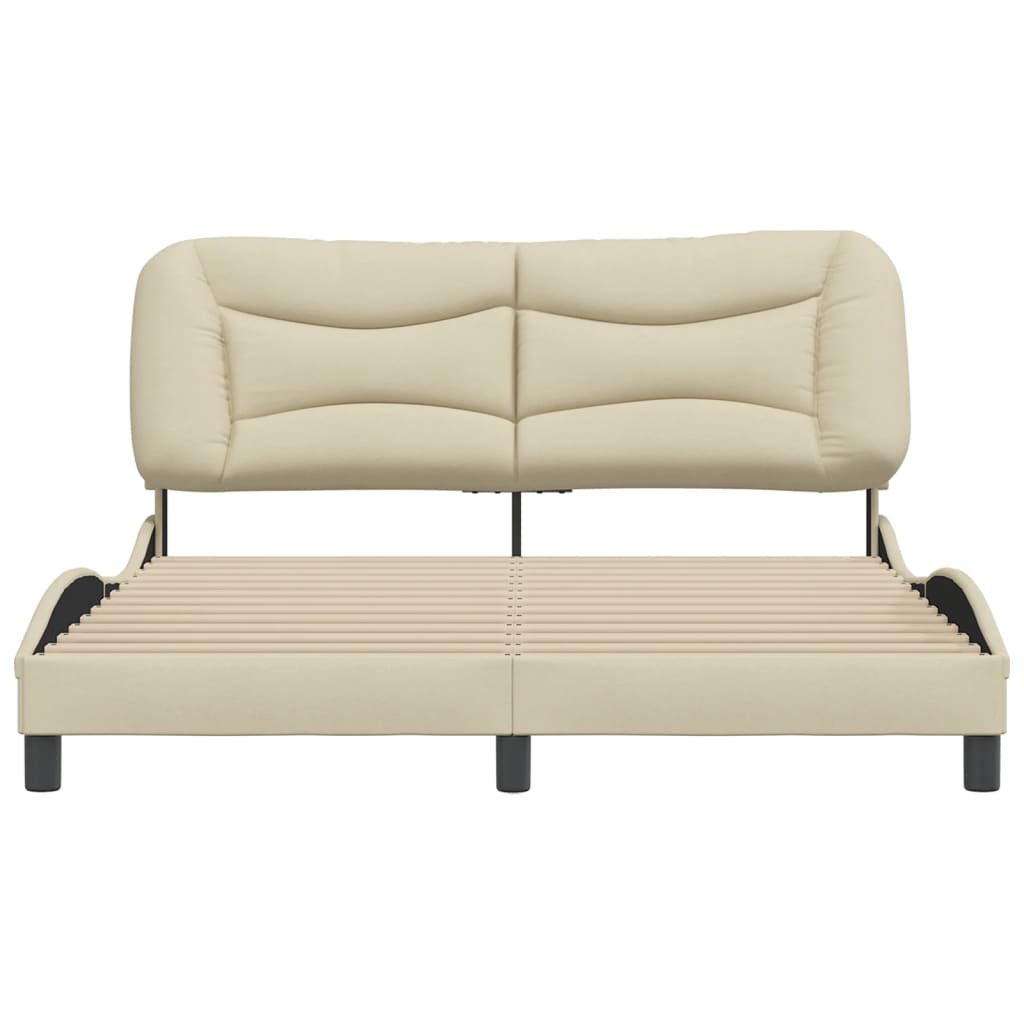 Bedframe Met Hoofdbord Stof Crèmekleurig 160X200 Cm