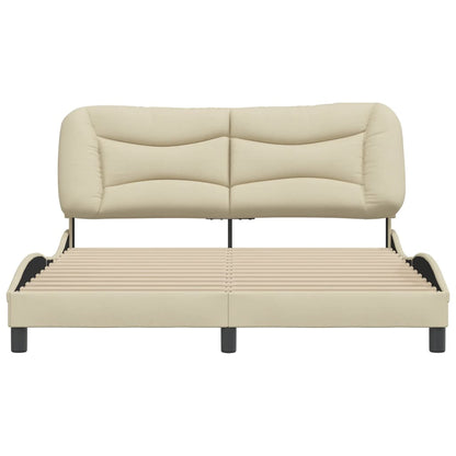 Bedframe Met Hoofdbord Stof Crèmekleurig 160X200 Cm