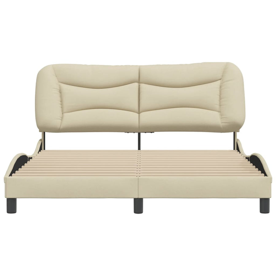 Bedframe Met Hoofdbord Stof Crèmekleurig 160X200 Cm