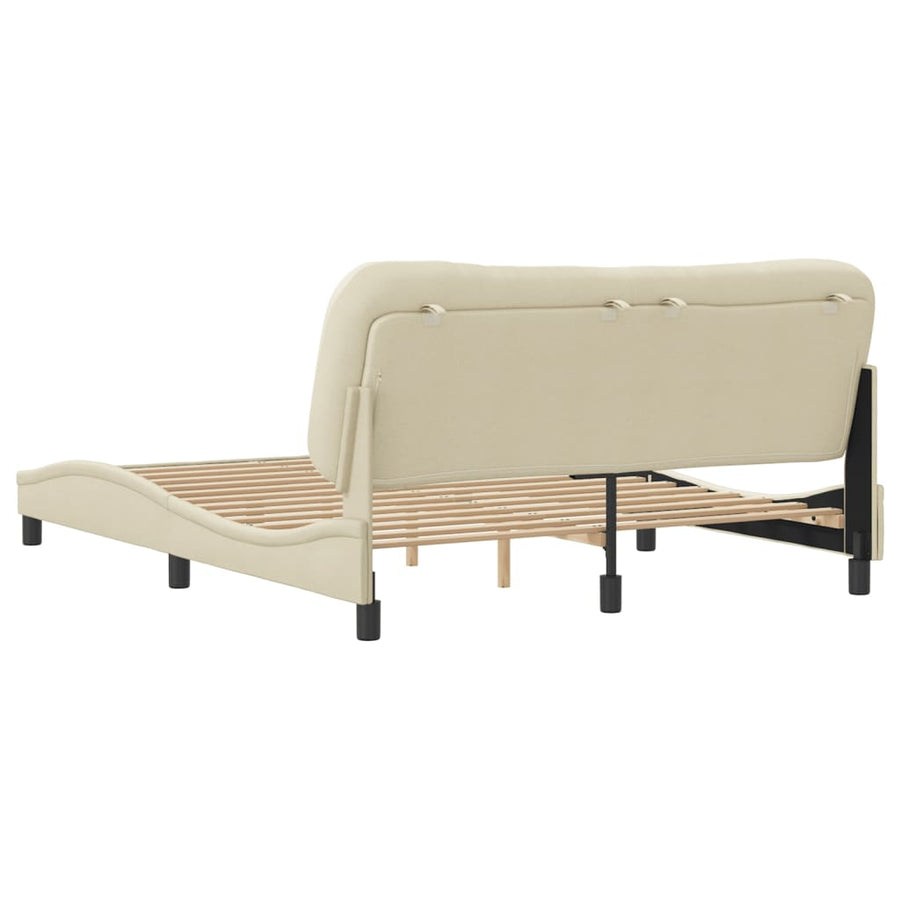 Bedframe Met Hoofdbord Stof Crèmekleurig 160X200 Cm