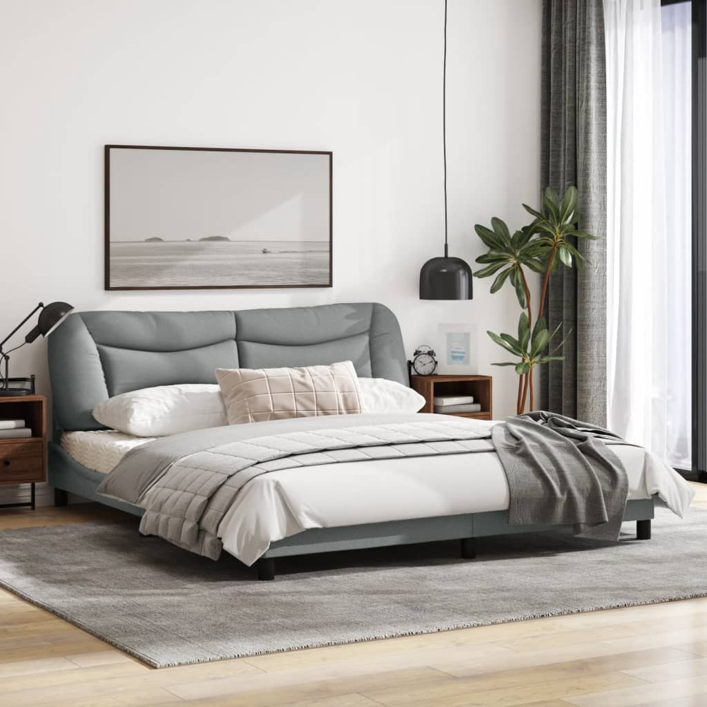 Bedframe Met Hoofdbord Stof Lichtgrijs 180X200 Cm