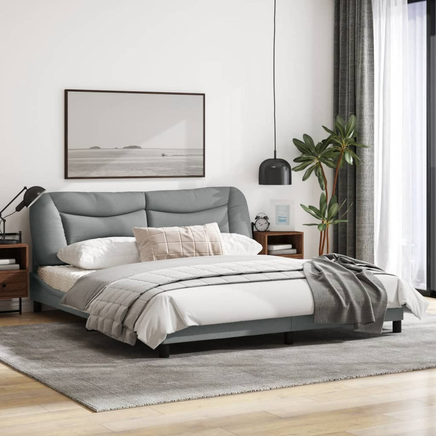 Bedframe Met Hoofdbord Stof Lichtgrijs 180X200 Cm