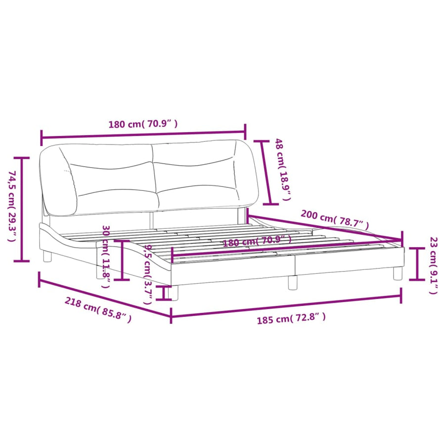 Bedframe Met Hoofdbord Stof Lichtgrijs 180X200 Cm