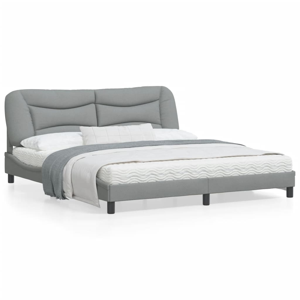 Bedframe Met Hoofdbord Stof Lichtgrijs 180X200 Cm