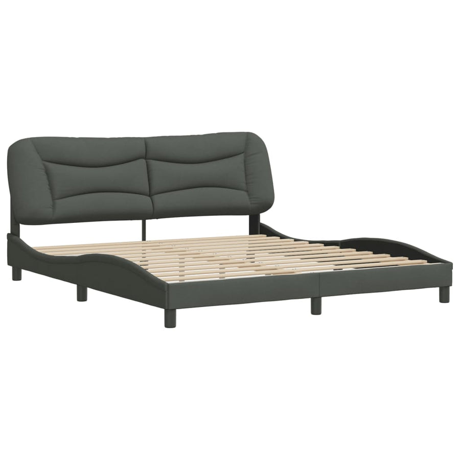 Bedframe Met Hoofdbord Stof Donkergrijs 180X200 Cm