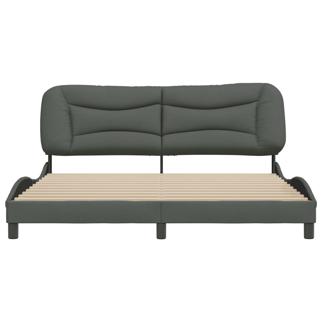 Bedframe Met Hoofdbord Stof Donkergrijs 180X200 Cm