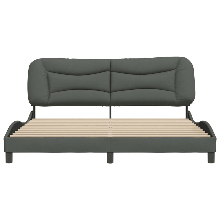 Bedframe Met Hoofdbord Stof Donkergrijs 180X200 Cm