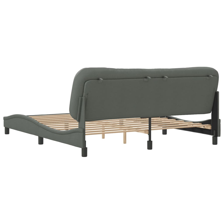 Bedframe Met Hoofdbord Stof Donkergrijs 180X200 Cm