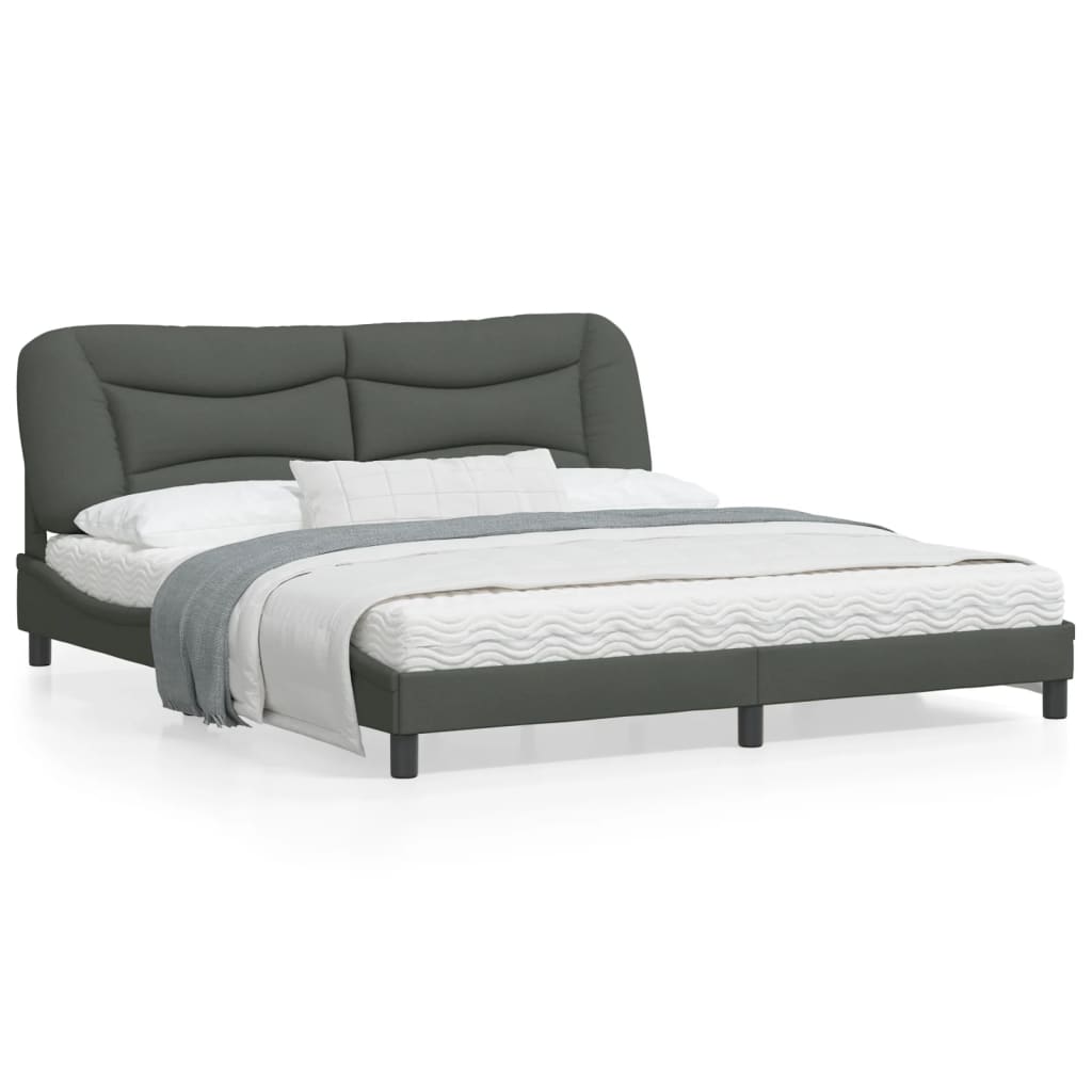 Bedframe Met Hoofdbord Stof Donkergrijs 180X200 Cm
