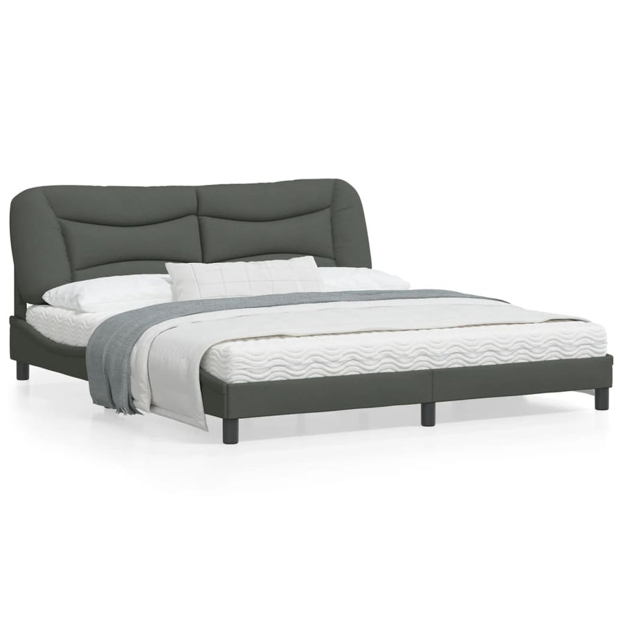 Bedframe Met Hoofdbord Stof Donkergrijs 180X200 Cm