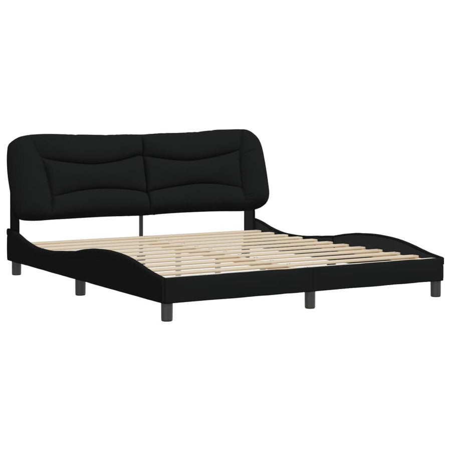 Bedframe Met Hoofdbord Stof Zwart 180X200 Cm