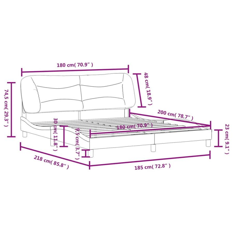 Bedframe Met Hoofdbord Stof Zwart 180X200 Cm