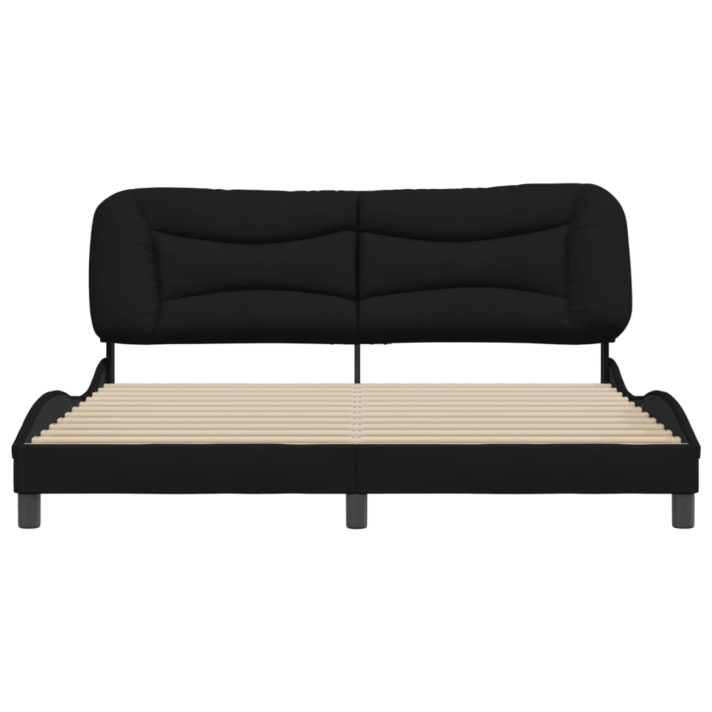 Bedframe Met Hoofdbord Stof Zwart 180X200 Cm