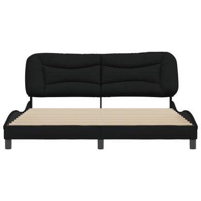 Bedframe Met Hoofdbord Stof Zwart 180X200 Cm